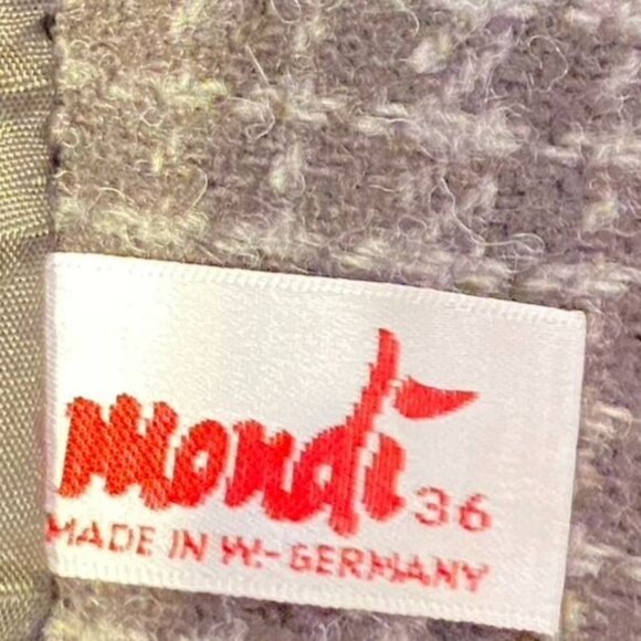 Vintage Mondi 36 Women's Wool Plaid Blazer Brown & Gray Oversized Back Belt - Picture 11 of 12